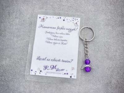 Hamarosan férjhez megyek lila angyal medálos kulcstartó