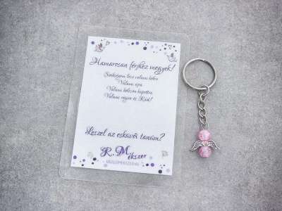 Hamarosan férjhez megyek rózsaszín angyal medálos kulcstartó
