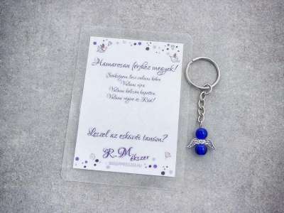 Hamarosan férjhez megyek sötétkék angyal medálos kulcstartó