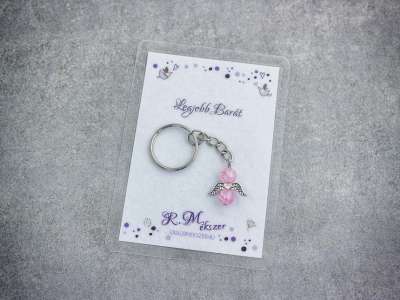 Legjobb barátomnak rózsaszín angyal medálos kulcstartó