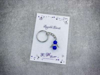 Legjobb barátomnak sötétkék angyal medálos kulcstartó