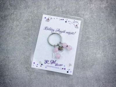 Boldog Anyák napját kulcstartó rózsakvarccal