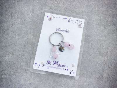 Szeretlek kulcstartó szerettednek rózsakvarccal