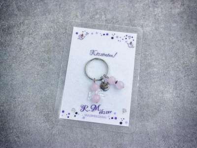 Köszönöm kulcstartó rózsakvarccal