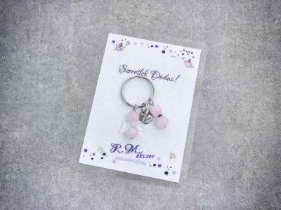 Szeretlek Dadus kulcstartó rózsakvarccal