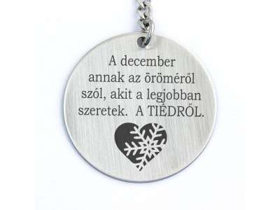December öröméről szól acél medálos kulcstartó
