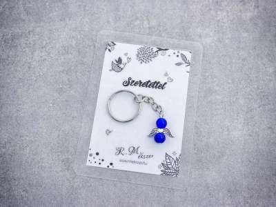 Szeretettel sötétkék angyal medálos kulcstartó