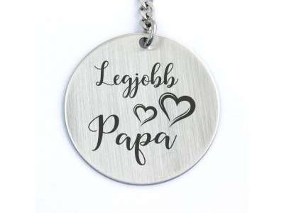 Legjobb Papa acél medálos kulcstartó