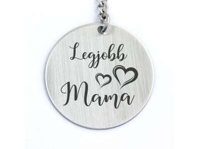 Legjobb Mama acél medálos kulcstartó