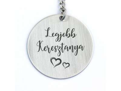 Legjobb Keresztanya acél medálos kulcstartó