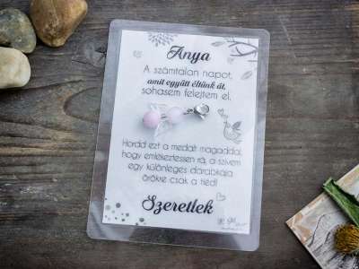 Köszönöm Anya rózsakvarc angyal medál kártyával