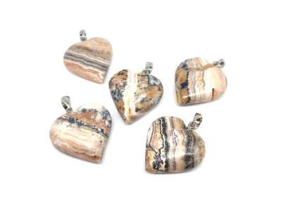 Szív medál Kalcit zebra