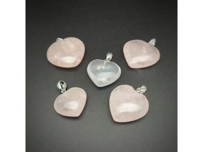Szív medál Rózsakvarc 3-4cm (MDG)