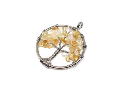 Életfa medál drótos Citrin 3cm