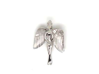 Angyal szárnyas fém medál Hegyikristály 23x33mm