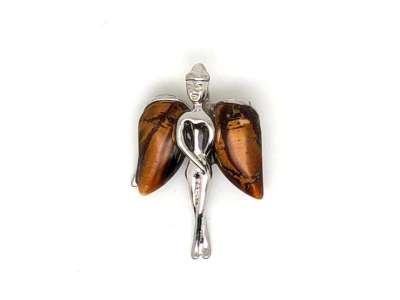 Angyal szárnyas fém medál Tigrisszem 23x33mm