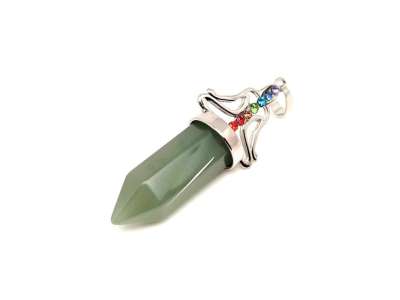 Csúcs medál fém buddha Aventurin 12x60mm