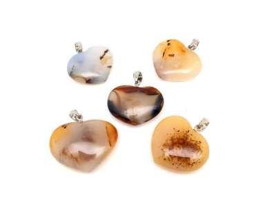 Szív medál achát dendrites 2,5-3,5cm