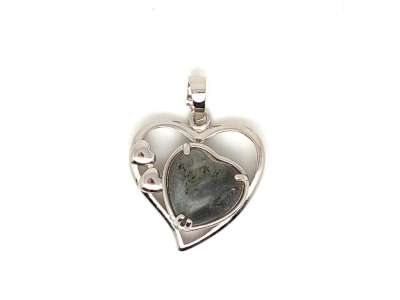 Szív medál fémmel Labradorit 2,5x2,5cm