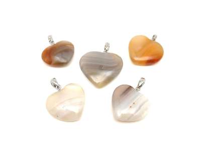 Szív medál Achát szürke sávos A 3cm (MDG)