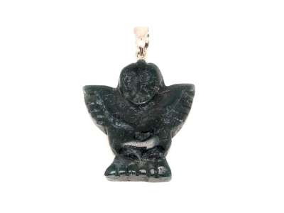 Medál bagoly moha achát 3x3cm