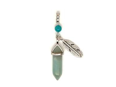 Vogel medál fém toll Amazonit 8x30mm