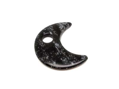 Obszidián hópehely medál átfúrt félhold 30mm