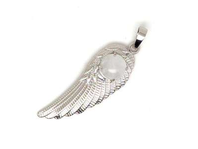 Angyalszárny fém medál hegyikristály 15x45mm