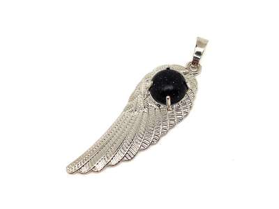 Angyalszárny fém medál goldstone kék 15x45mm