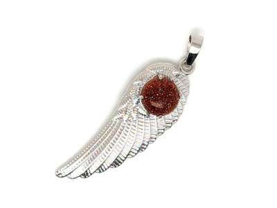 Angyalszárny fém medál goldstone vörös 15x45mm