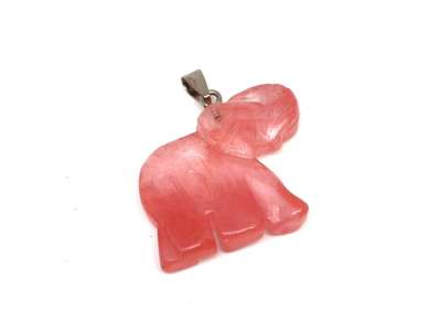 Elefánt medál cherry quartz üveg 4x3cm