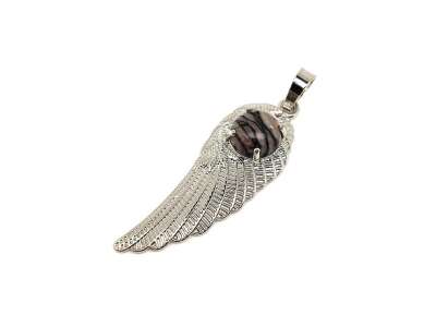 Angyalszárny fém medál jáspis picasso 15x45mm