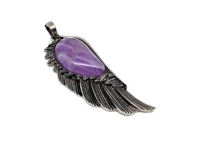 Angyalszárny medál fém Ametiszt 2x6cm