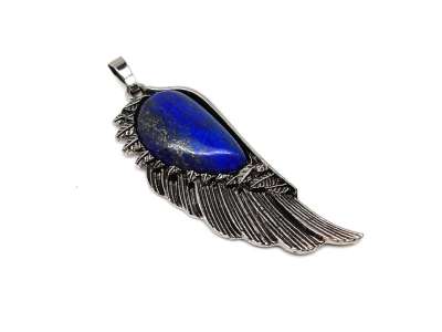 Angyalszárny medál fém Lapis lazuli 2x6cm