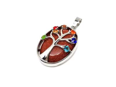 Ovális medál fém fa str Goldstone vörös 2x3cm