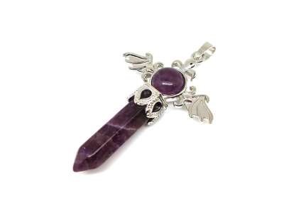 Csúcs medál fém szárny Ametiszt 4x5cm