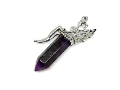 Csúcs medál fém angyal Ametiszt 2,5x6cm