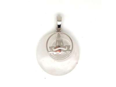 Fánk medál ülő buddha Hegyikristály 3cm