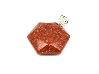Hexagon medál Goldstone vörös 3cm