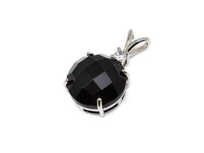 Kerek medál fém faz Obszidián 16mm