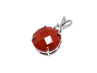 Kerek medál fém faz Jáspis vörös 16mm