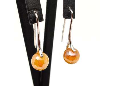 Fülbevaló faz aura golyó szin nar achát ívelt lógó 10mm