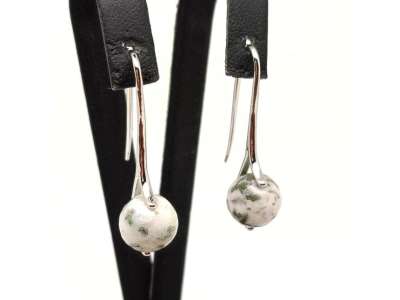 Fülbevaló faz golyó achát fa ívelt lógós 10mm