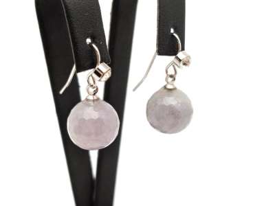 Fülbevaló faz golyó achát szin szürkés bedugós 12mm