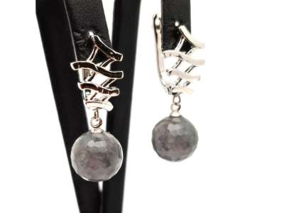 Fülbevaló faz golyó achát szürke hullám záras 12mm