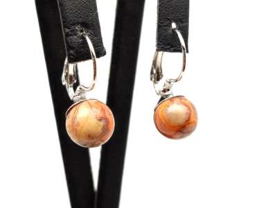 Fülbevaló golyó achát csipke záras 8-8,5mm