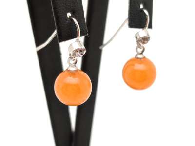 Fülbevaló golyó aventurin barack bedugós strasszos 10mm