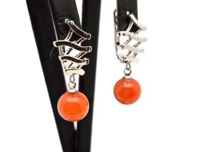 Fülbevaló golyó aventurin barack hullám záras 10mm