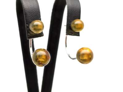 Fülbevaló golyó borostyán dupla 7-8mm