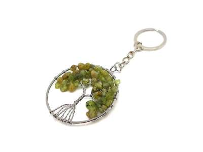 Életfa drótos olivin kulcstartó 5cm
